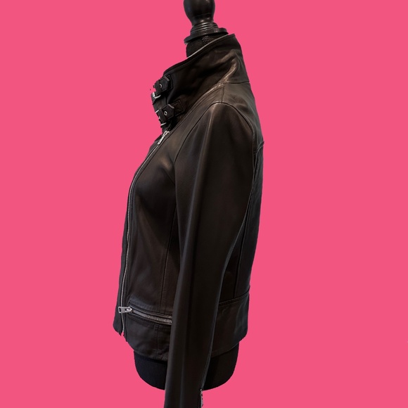 All Saints Bales Biker Jacket Zip Moto Double Buckle - Picture 6 of 13